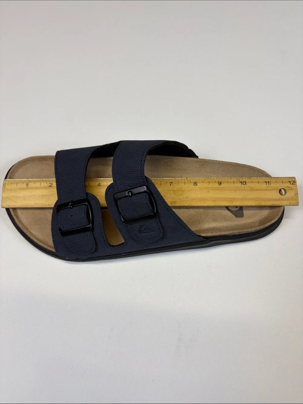 QUIKSILVER NAVY DOUBLE BUCKLE COMFORT SLIDE SANDALS MENS SIZE 10